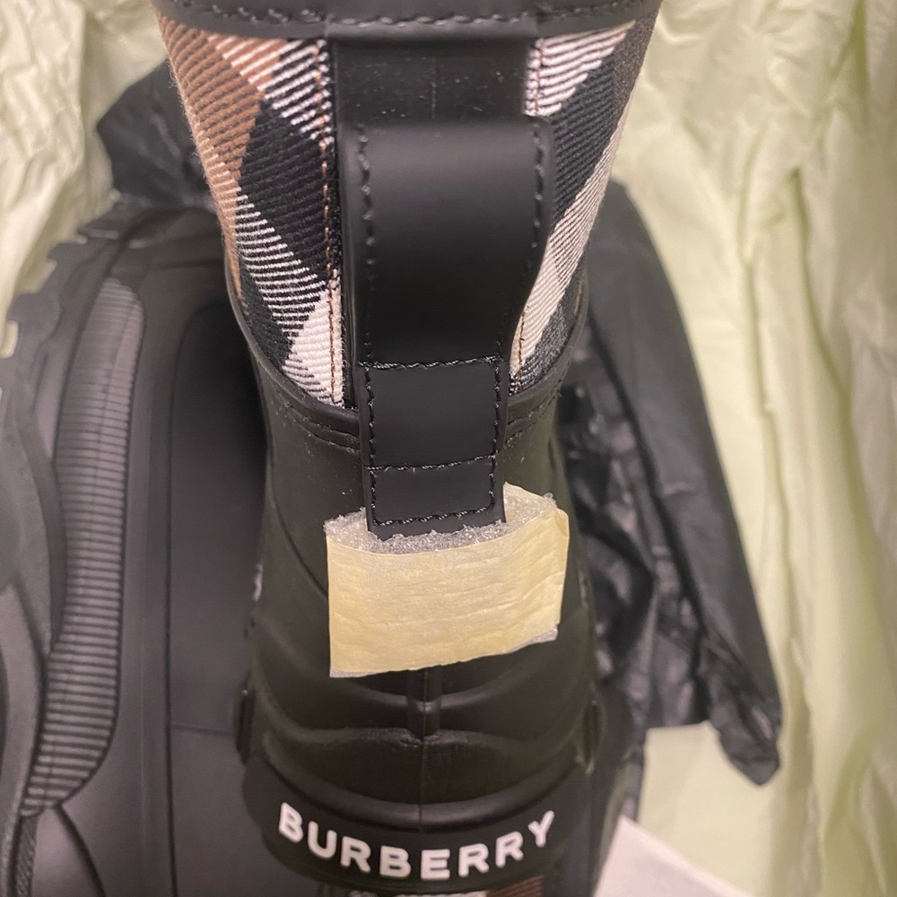 BURBERRY Eco Check Rubber Rainboots Rain Flat Ankle Boots. NEW SEASON! - Picture 4 of 10